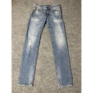 Diesel Sleenker Jeans Mens 28x30 Blue Slim Skinny Distressed Stretch Denim